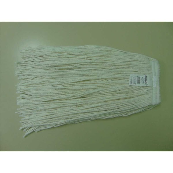 Mop Head de Raya de tamaño 20 oz. y 1 pulgada con banda de cabeza blanca de 4 capas de rayón, 6 piezas - RM-30020HP de Renown