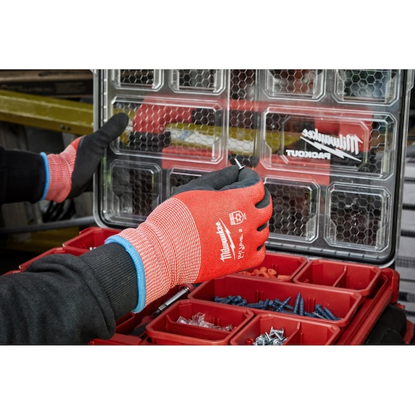 Guantes sumergidos e aislados para invierno Milwaukee Tool nivel de corte 2 - Mediano (12 pares), Nivel de corte A3, 15 galgas, rojo/negro - 48-73-7921B