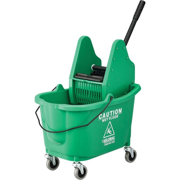 Combinación de Cubeta y Escurridor de Trapeador Industrial Global, Verde, Plástico - 260595GN