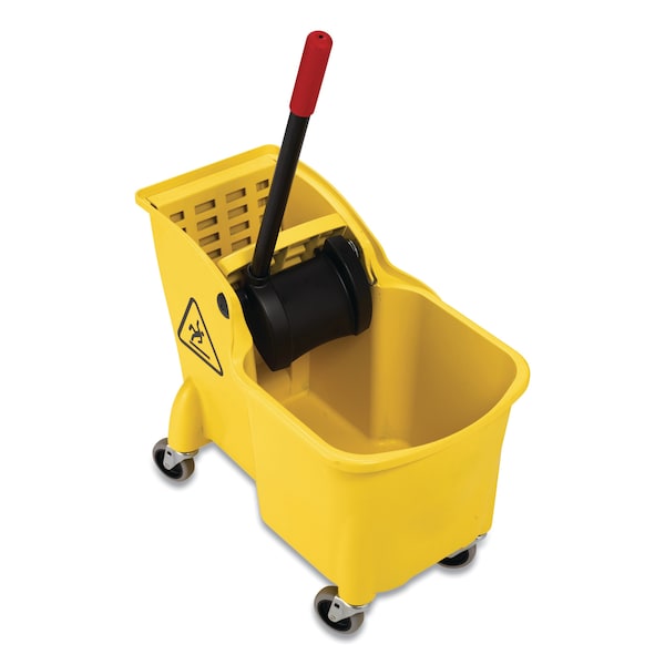 Cubeta para trapear con exprimidor Rubbermaid Commercial de 31 qt, combinación amarilla de plástico - FG738000YEL
