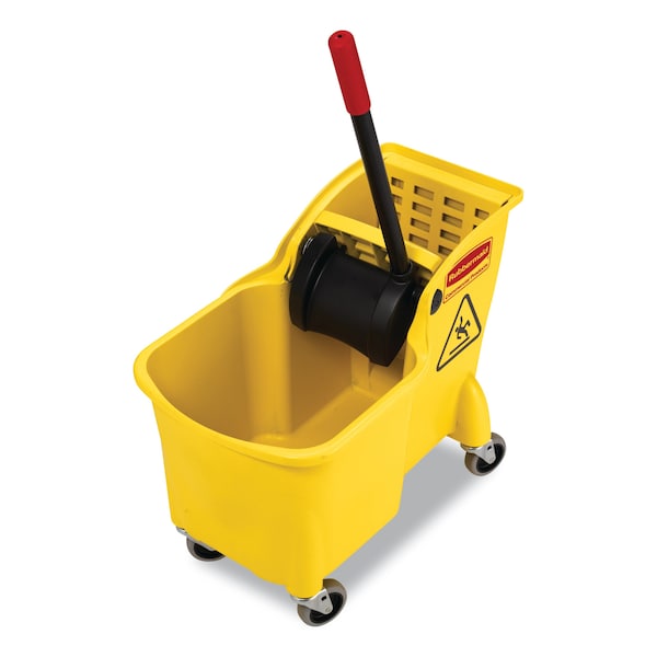 Cubeta para trapear con exprimidor Rubbermaid Commercial de 31 qt, combinación amarilla de plástico - FG738000YEL