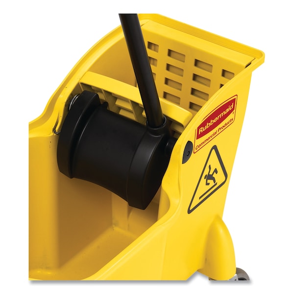 Cubeta para trapear con exprimidor Rubbermaid Commercial de 31 qt, combinación amarilla de plástico - FG738000YEL