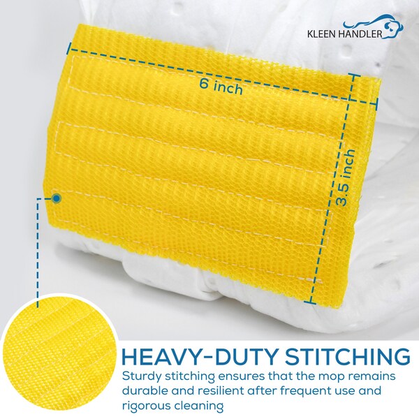 Repuestos de cabezal de trapeador hidrófobo de alta resistencia Kleen Handler, Absorbente de aceite de grado industrial para derrames y limpieza - BLKH-HD-HYDM-W-1