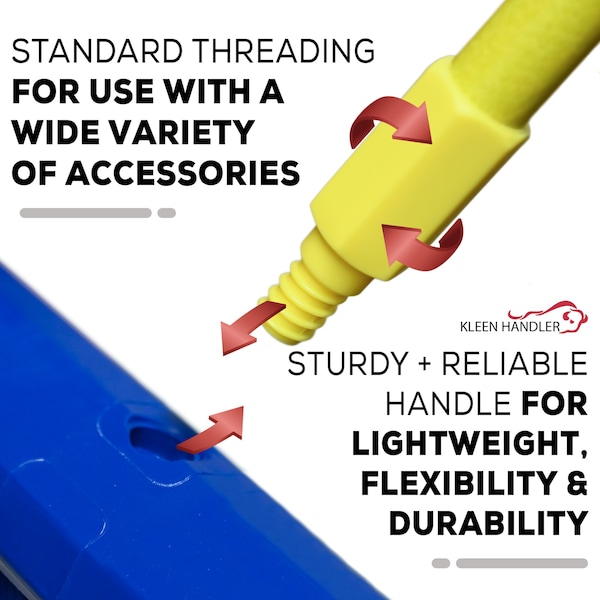 Mangos enroscados de fibra de vidrio Kleen Handler, recambio durable para escoba con rosca estándar para limpieza y barrido - KH-MS-FBBH60-Y