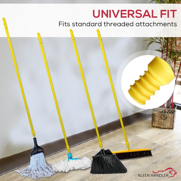 Mangos enroscados de fibra de vidrio Kleen Handler, recambio durable para escoba con rosca estándar para limpieza y barrido - KH-MS-FBBH60-Y