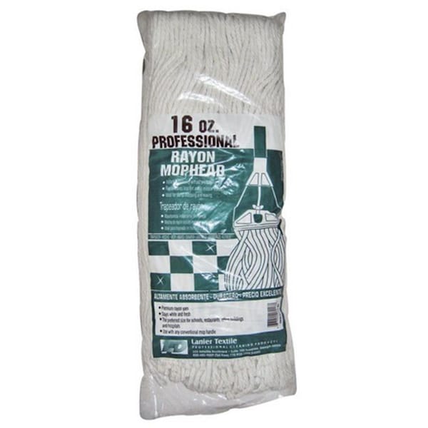 Cabezal de trapeador de rayón Lanier 111-RAY-16 de 16 oz, extremo cortado, paquete de 6 - LA10976