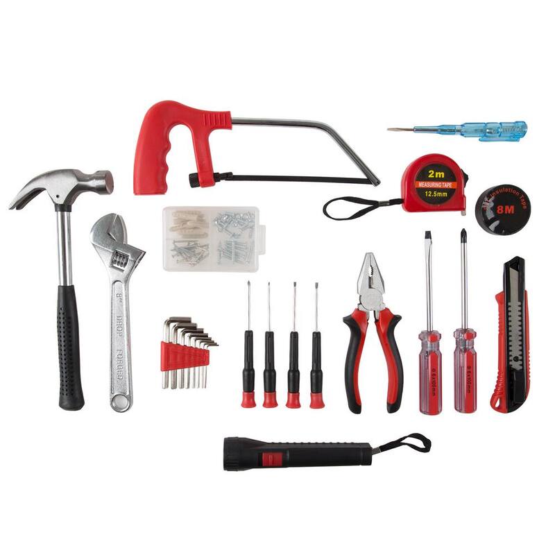 Conjunto de herramientas manuales para el hogar sin marca con caja de herramientas de plástico (65 piezas) - 392442QLH