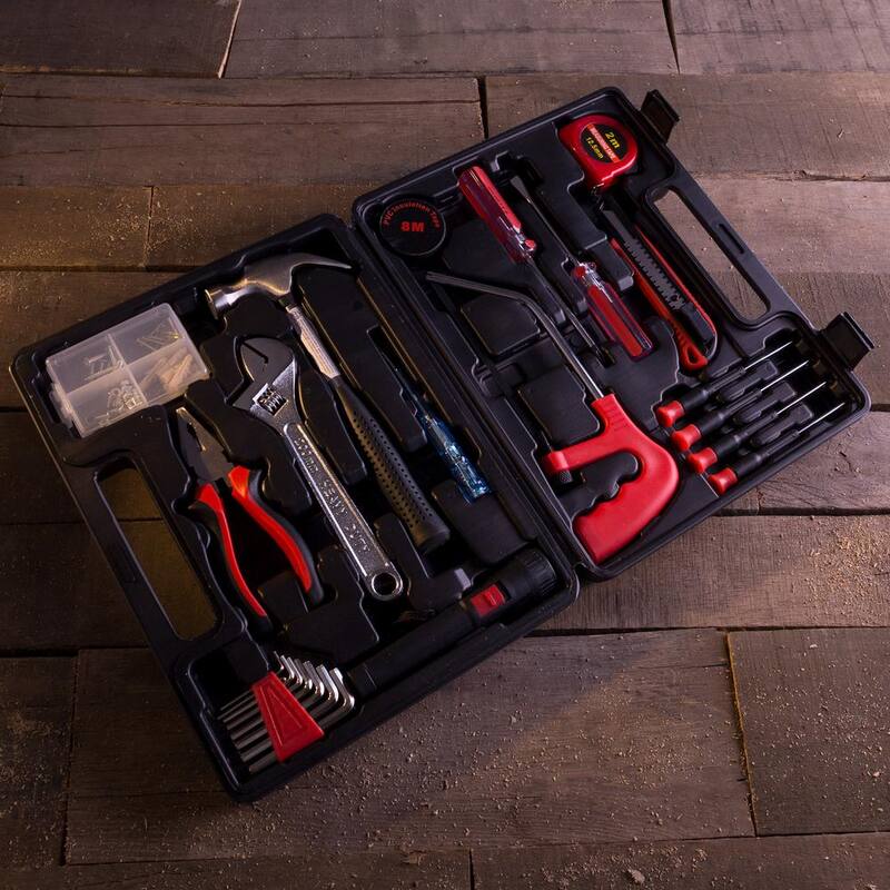 Conjunto de herramientas manuales para el hogar sin marca con caja de herramientas de plástico (65 piezas) - 392442QLH