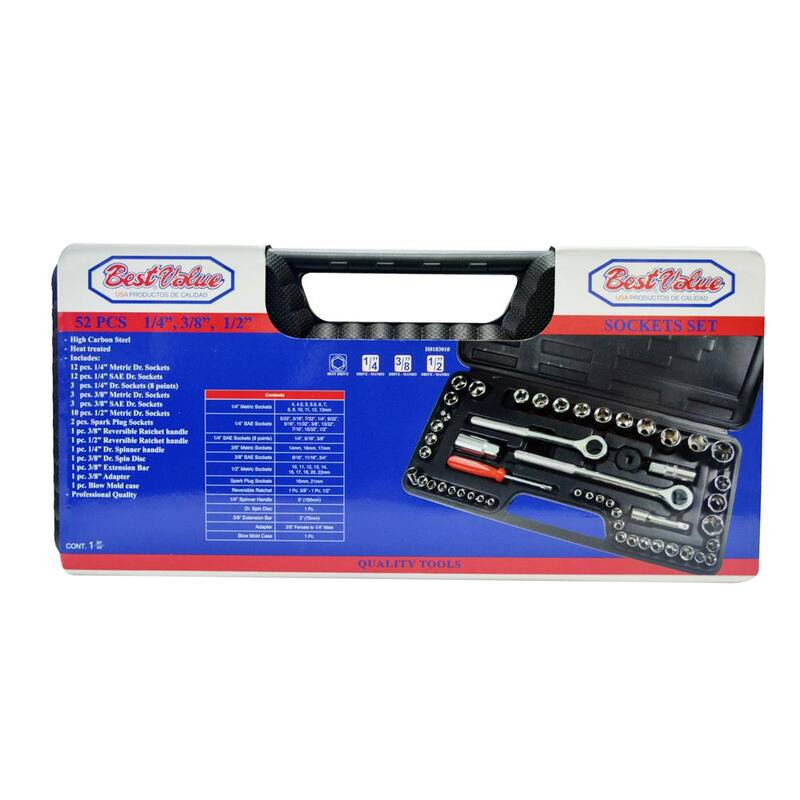 Mejor Valor Juego de Dados de 1/4 in., 3/8 in. y 1/2 in. (52 piezas) - H0183010