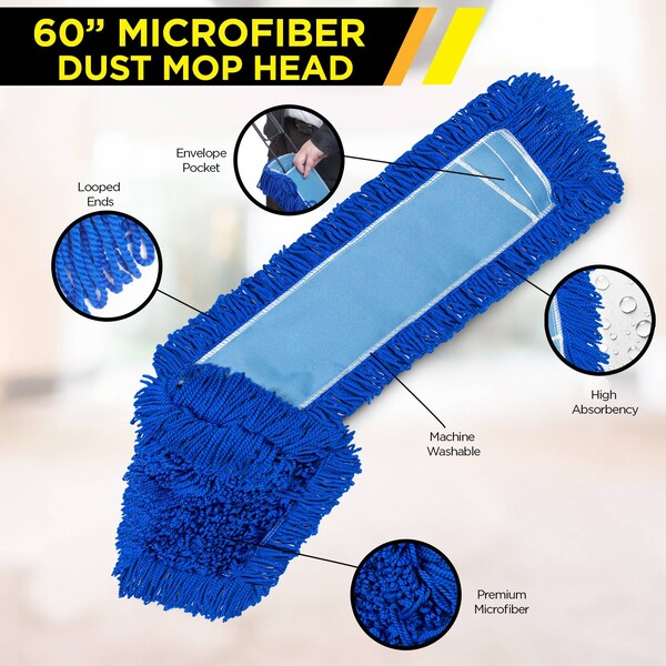 Cabezal de trapeador de microfibra bucleada Gritt Commercial 60 - GRI182-60-6PK-ZORO