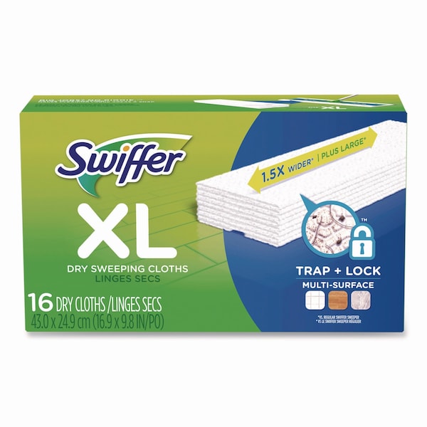 Paños de repuesto Swiffer Sweeper XL para seco, 16.9 x 9.8, blanco, paquete de 16 - 33903