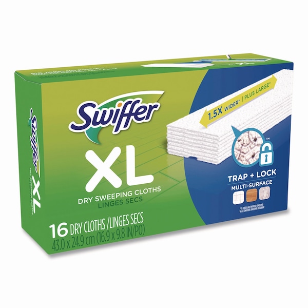 Paños de repuesto Swiffer Sweeper XL para seco, 16.9 x 9.8, blanco, paquete de 16 - 33903