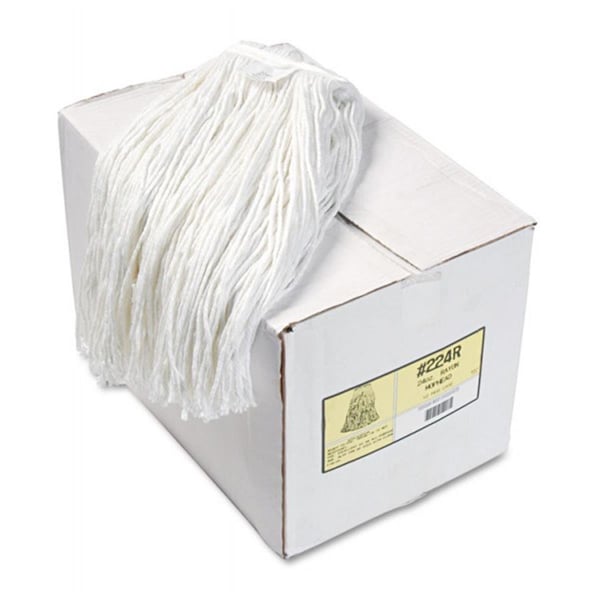 Cabezas de trapeador húmedo Pinpoint BW de 24 oz de corte premium - Blanco - Rayón, 12 piezas - PI3765778