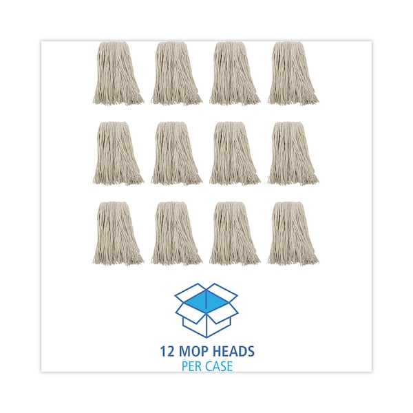 Trapo para trapear húmedo de corte Unisan, blanco, de algodón, paquete de 12, 216C - 216C