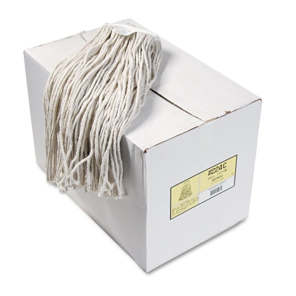 Cabezas de trapeador húmedo de extremo cortado Premium Cromo BWK de 24 oz con algodón blanco, 12PK - CR3749807