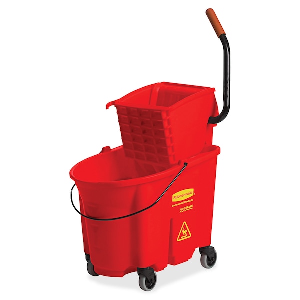 Cubeta y escurridor lateral Rubbermaid Commercial Side Press Mop Bucket and Wringer, Rojo - RCP758888RD