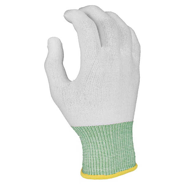 Guante de nylon de dedo completo con forro de HPPE resistente a cortes y tacto puro, tamaño S, Protección nivel 2 de corte ANSI, 200 pares/paquete - GLFF-L-CR.