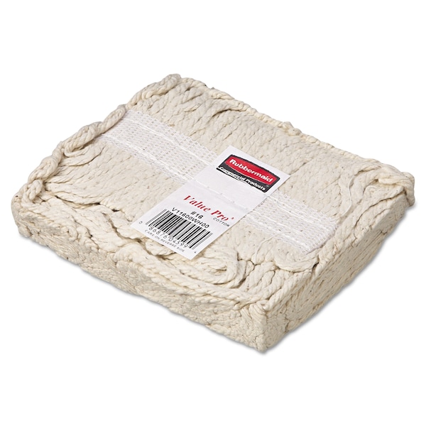 Trapeador húmedo con extremo cortado de 1 pulgada Rubbermaid Commercial, color blanco, de algodón, paquete de 12, modelo FGV11600WH00 - FGV11600WH00