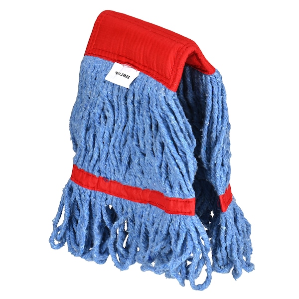 Cabeza de trapeador de algodón de 5 pulgadas con bandas para cabeza y cola azules de Alpine Industries, 16 onzas, con extremo de lazo en color rojo - ALP302-01-5R