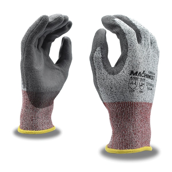 Cordova MACHINIST Guantes recubiertos de poliuretano nivel A4 en gris, talla XXL - 3734PUXXL