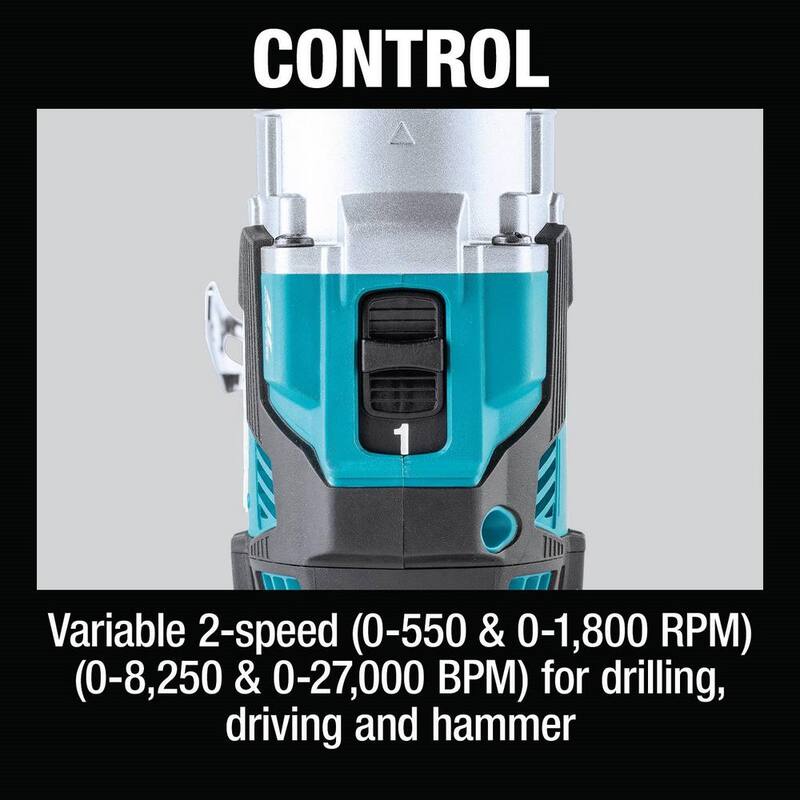 Kit de taladro-destornillador compacto inalámbrico sin escobillas de 1/2 pulgadas Makita 18-Volt LXT con batería de iones de litio de 5.0Ah - XPH16T