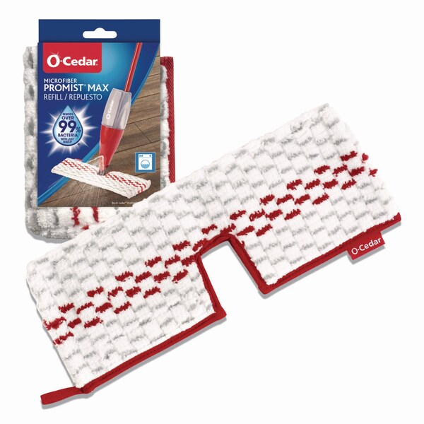 Recambio O-Cedar ProMist MAX, Microfibra, Tamaño Personalizado para Sistema de Trapeador ProMist, Rojo/Blanco/Gris, 4 Paquetes - 173579CT