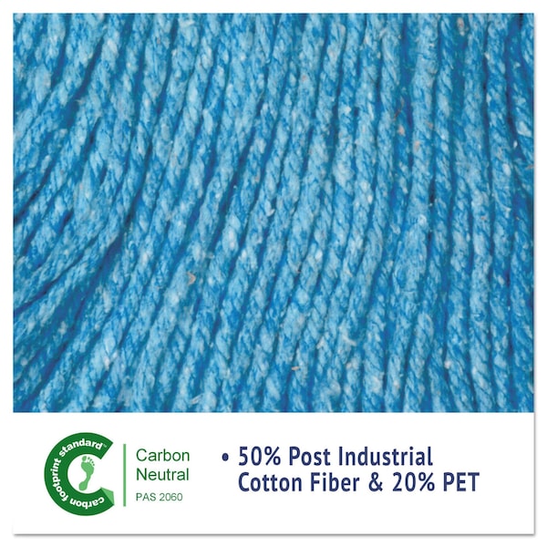 Cabeza de trapeador húmedo Boardwalk Super Loop, Fibra de Algodón/Sintética, Banda de 5 pulgadas, Tamaño Mediano, Azul, Paquete de 12 - BWK502BLCT