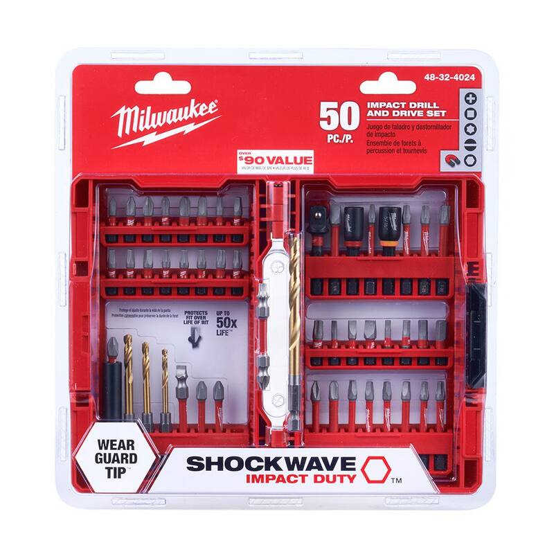 Milwaukee M12 FUEL Taladro Inalámbrico sin Escobillas de Iones de Litio de 12 Voltios (Herramienta Únicamente) con Juego de Puntas de Destornillador SHOCKWAVE (50 Piezas) - 3403-20-48-32-4024