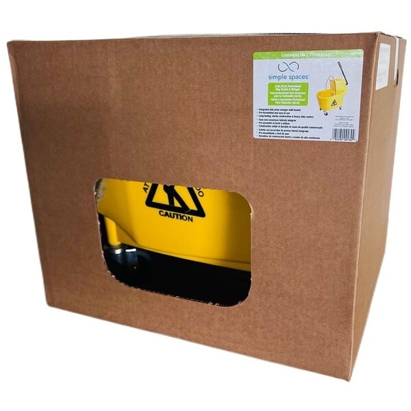 Cubeta con escurridor Simple Spaces 9130, capacidad de 32 qt, cubeta/cubo de plástico, escurridor de plástico, color amarillo - 9130