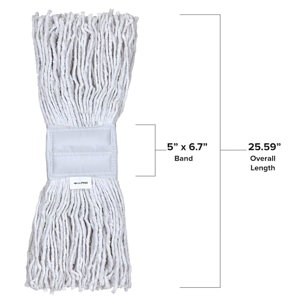 Cabeza de trapeador de algodón de 16oz con corte de banda de 5in de Alpine Industries, paquete de 3 - ALP300-01-5W-3PK