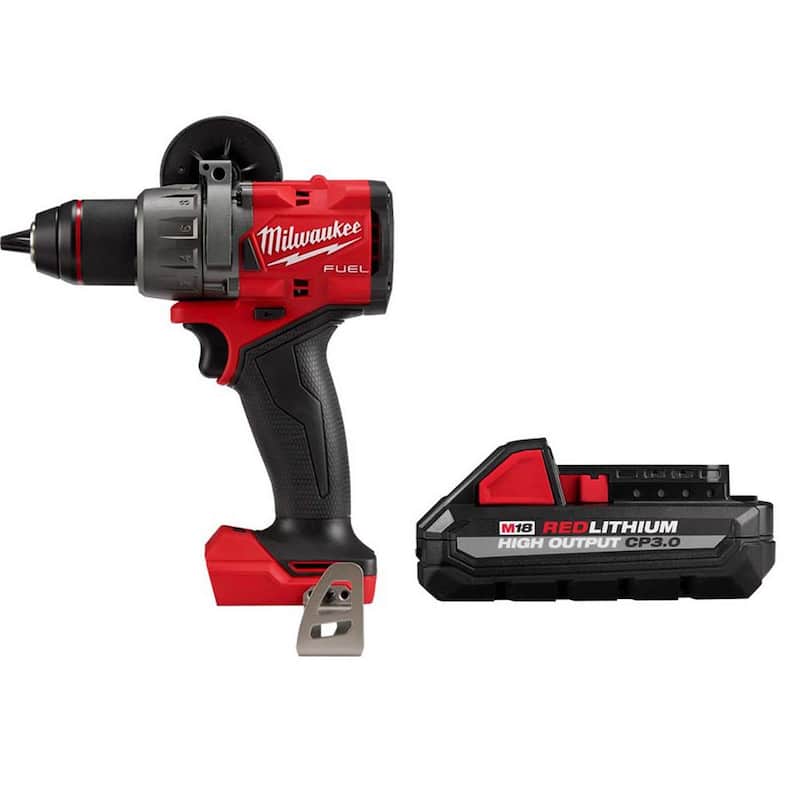 Milwaukee M18 FUEL 18V Taladro/Atornillador Inalámbrico sin escobillas de 1/2 pulgadas con batería de iones de litio de alta capacidad CP 3.0 Ah - 2903-20-48-11-1835