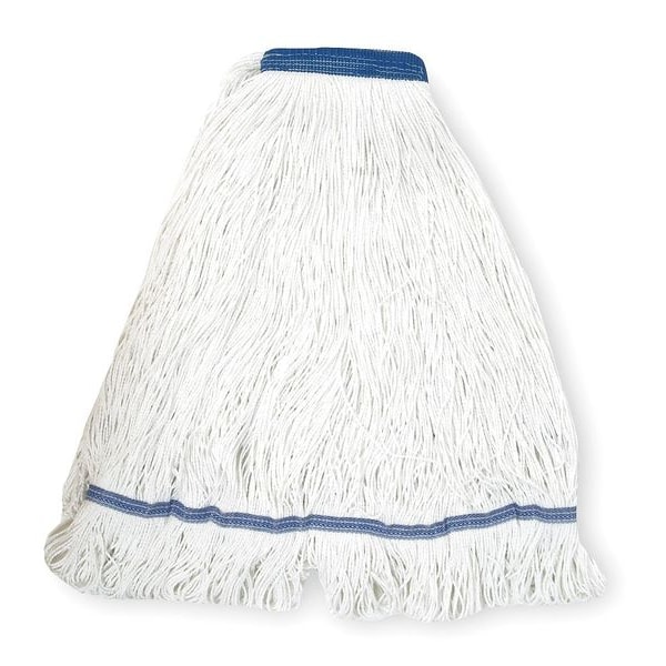 Mopa Húmeda Tough Guy 1-1/4 pulgadas, 22 oz de peso en seco, Conexión deslizante, Extremo enlazado, Blanco, Nylon - 1TYY5