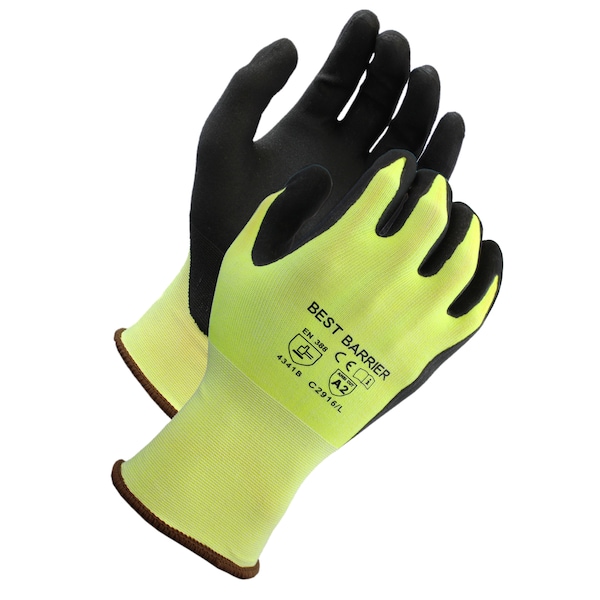 Mejor Barrera A2 Resistente a Cortes, Alta Visibilidad, Guante con Recubrimiento de Microespuma de Nitrilo, Talla S - C2916S1