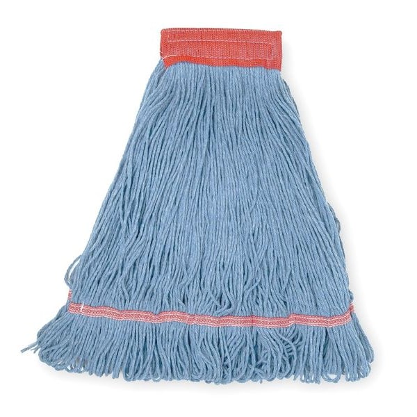 Mop Húmedo Tough Guy de 5 pulgadas, 22 oz de peso en seco, con sujeción/cambio rápido/conexión lateral, de extremo en bucle, color azul, de rayón/sintético - 1TYX9
