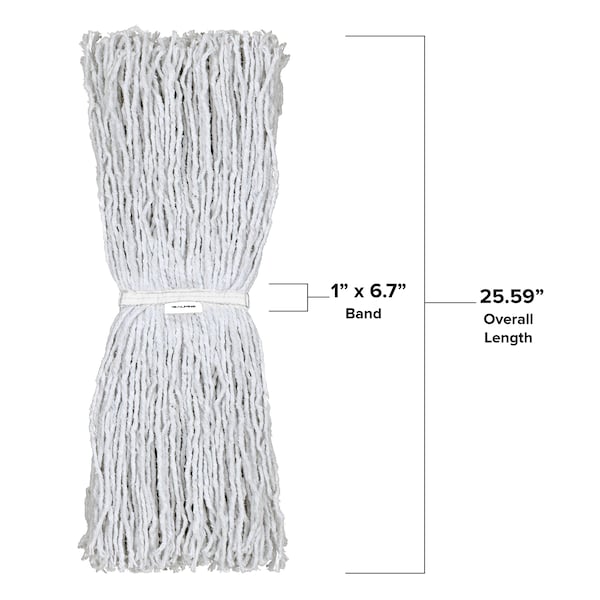 Cabezal de trapeador de algodón de 32oz con extremo cortado de 1 pulgada de Alpine Industries, paquete de 2 - ALP300-03-1W-2PK