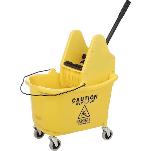 Cubo de trapeador y escurridor combinado Global Industrial, amarillo, de plástico - 260595