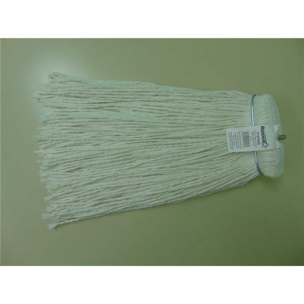 Cabeza de trapeador de corte de rayón de 16 oz. y 4 capas con banda de cabeza de tornillo de metal blanco Renown, 6 paquetes - RM-32016BKHP