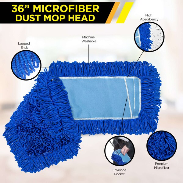 Cabeza de trapeador de polvo de microfibra en bucle Gritt Commercial 36 - GRI182-36-12PK-ZORO