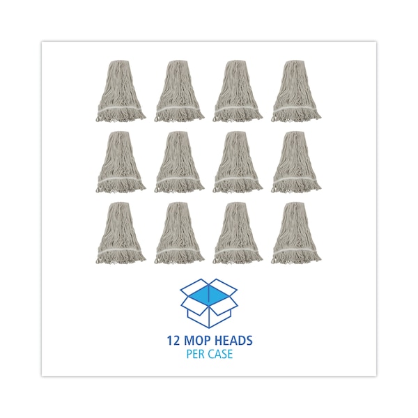Mopa húmeda Unisan de 1.25 pulgadas, de bucle en el extremo, color blanco, de algodón, paquete de 12, UNS 4032C - UNS 4032C