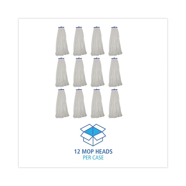 Trapeador de hilo Rayon blanco de 1.25 pulgadas, extremo cortado, para uso en mojado Boardwalk, paquete de 12, modelo BWK732R - BWK732R