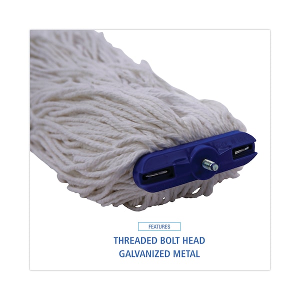 Trapeador de hilo Rayon blanco de 1.25 pulgadas, extremo cortado, para uso en mojado Boardwalk, paquete de 12, modelo BWK732R - BWK732R