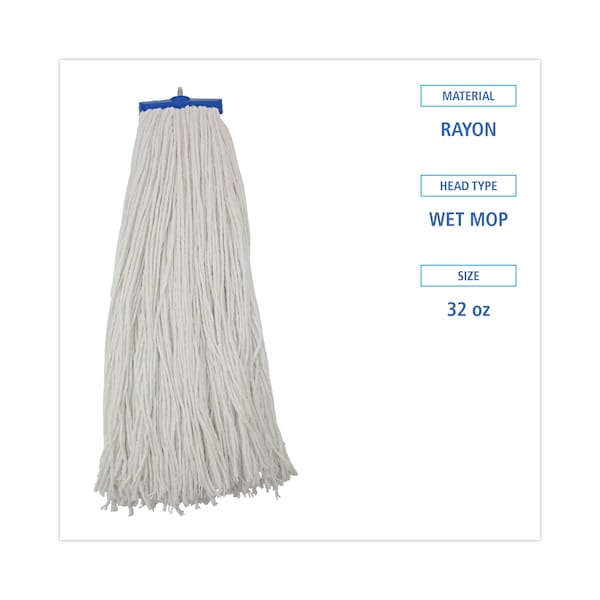 Trapeador de hilo Rayon blanco de 1.25 pulgadas, extremo cortado, para uso en mojado Boardwalk, paquete de 12, modelo BWK732R - BWK732R