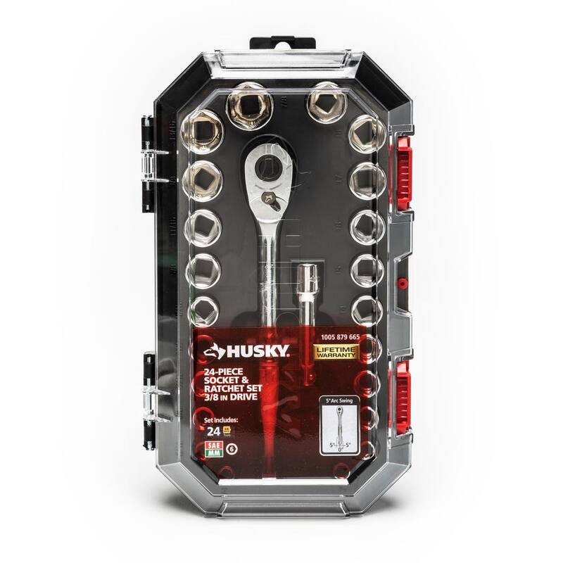 Set de dados estándar SAE/Métrico para trinquete de 3/8 de pulgada Husky (24 piezas) - H3D24PCSWS