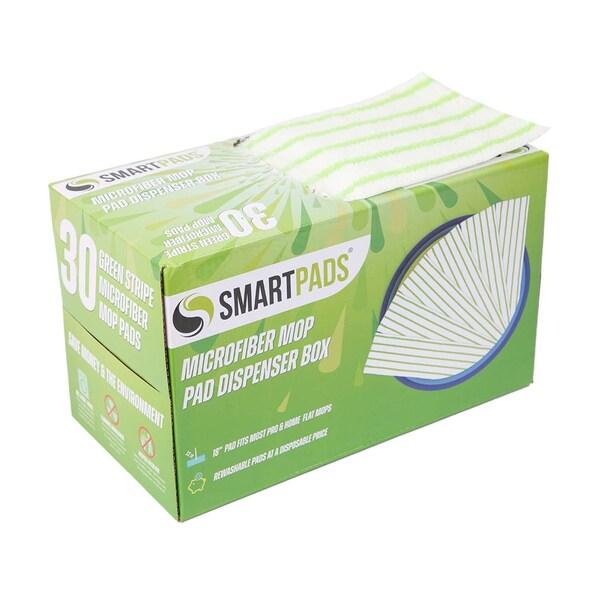 Almohadillas de trapeador reutilizables Monarch Brands Smart - 30/unidad - Verde, 30 paquetes - PNP901RMP-GR