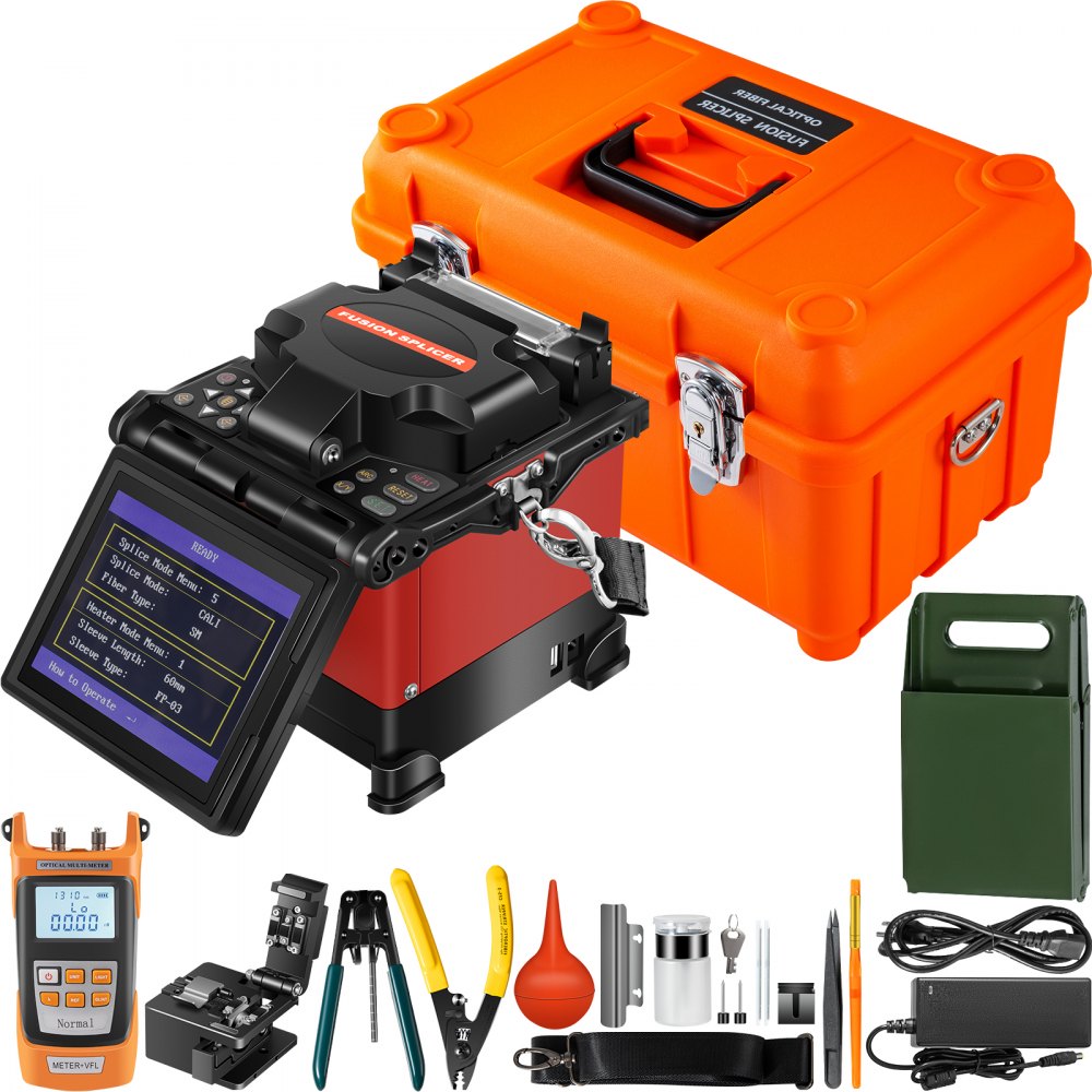 VEVOR Fiber Fusion Splicer Automatic Focus A-80S FTTH Fiber Optic Fusion Splicer Kit 5 Inch Digital LCD Screen Fusion Splicer Machine Optical Fiber Cleaver Kit - GQRJJA-80S0000001V1