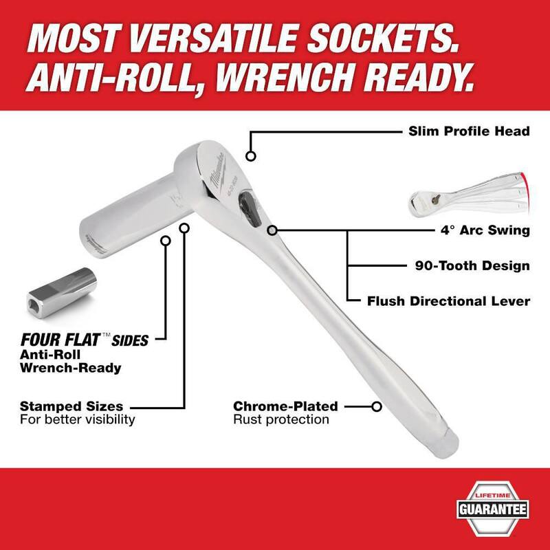 Juego de herramientas para mecánicos con estuche PACKOUT de Milwaukee de 1/2 pulgadas de trinquete y dados de medidas en sistema anglosajón y métrico (47 piezas) - 48-22-9487