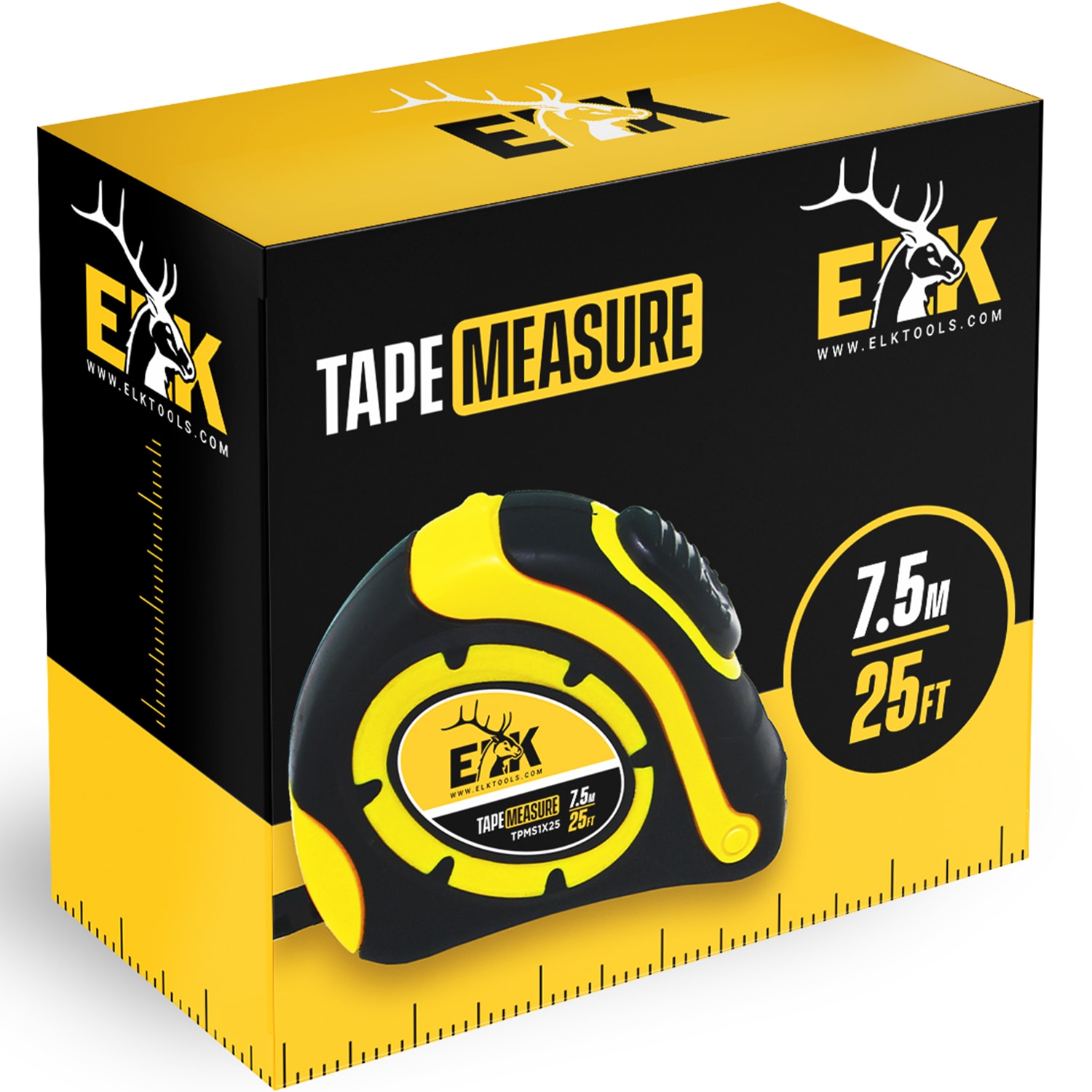 Cinta métrica automática ELK de 25 pies con bloqueo TPMS1X25