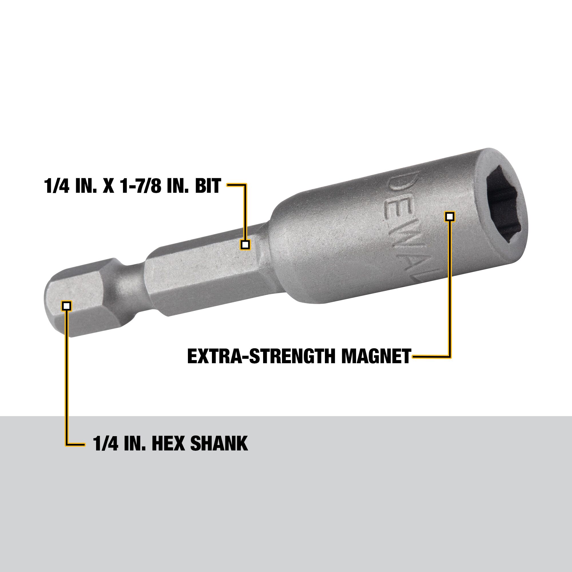 Destornillador para tuerca hexagonal DEWALT 1/4 pulgadas x 1-7/8 pulgadas modelo DW2218