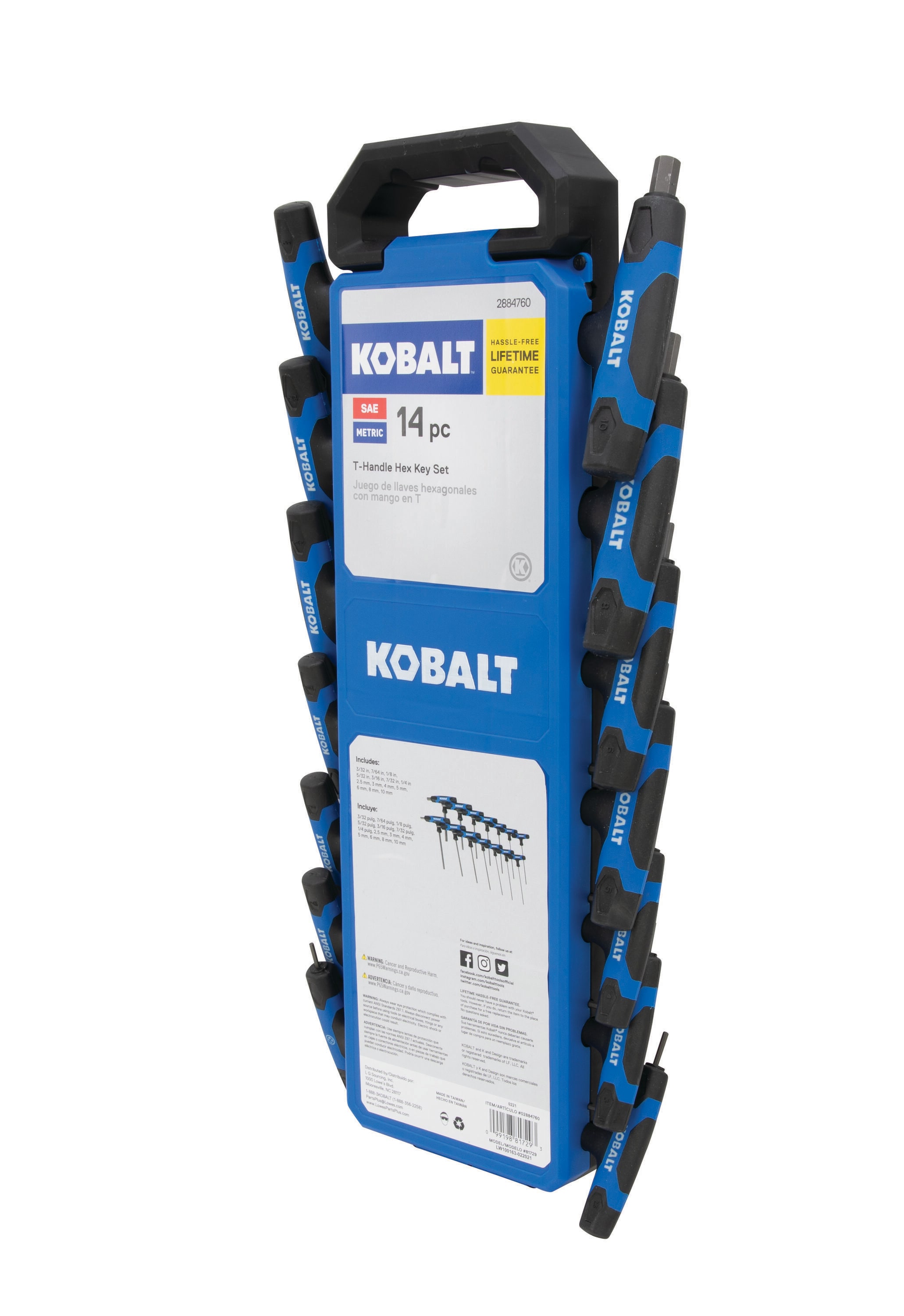 Juego de llaves hexagonales combinadas estándar (SAE) y métricas de 14 piezas Kobalt T-Handle Set 81729