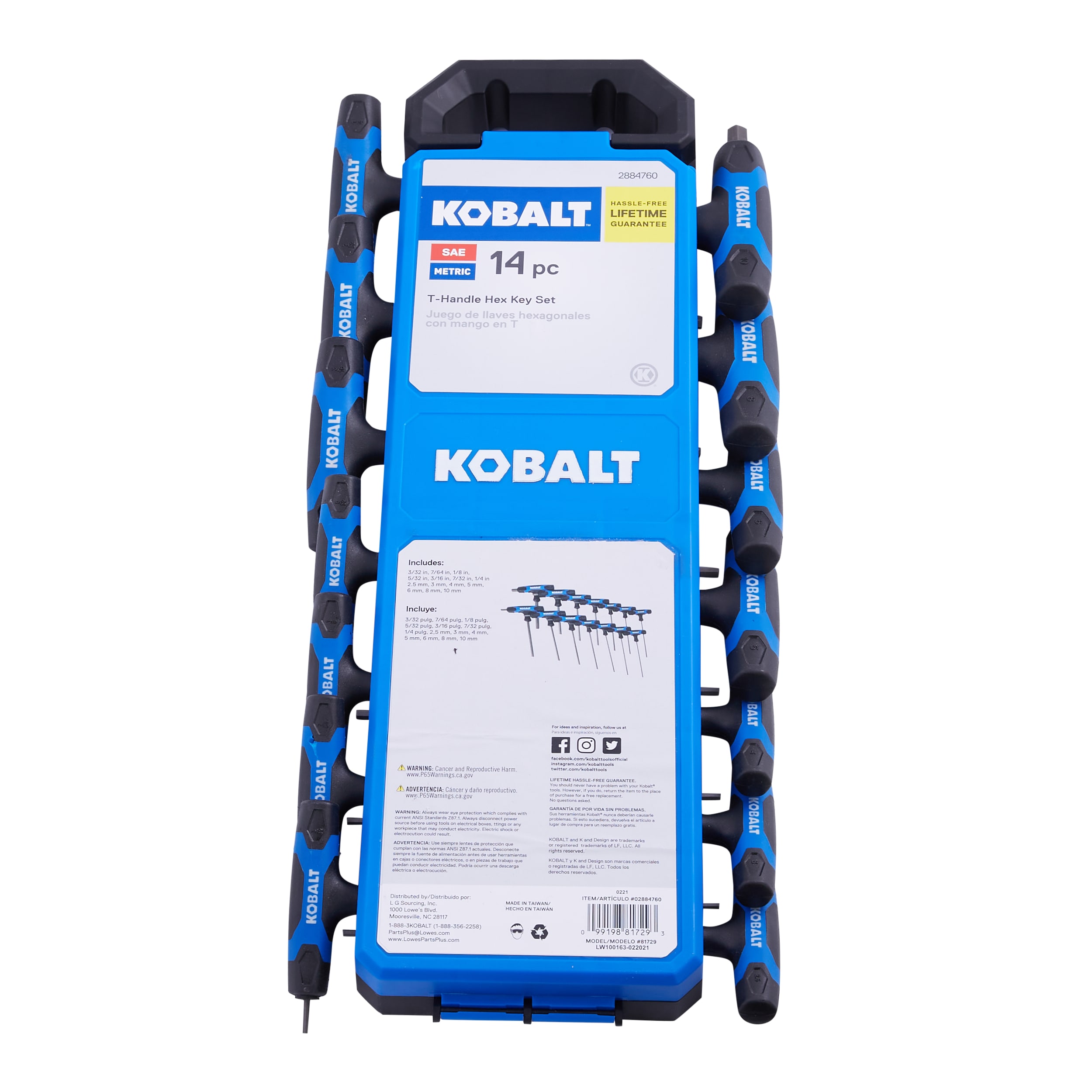 Juego de llaves hexagonales combinadas estándar (SAE) y métricas de 14 piezas Kobalt T-Handle Set 81729